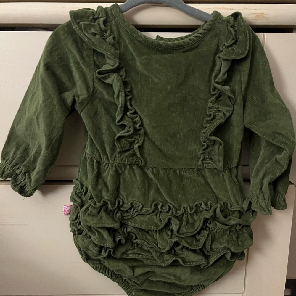 Ruffle Butts Green Ruffled Bodysuit
